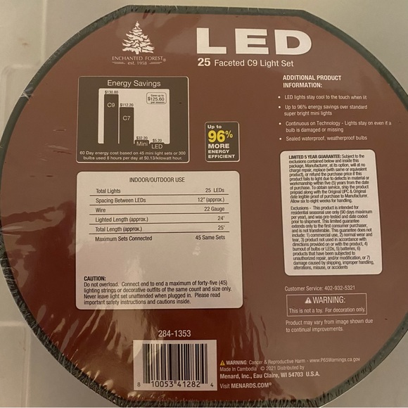 25ct LED Faceted Multi Color Christmas Lights C9 - Picture 2 of 3